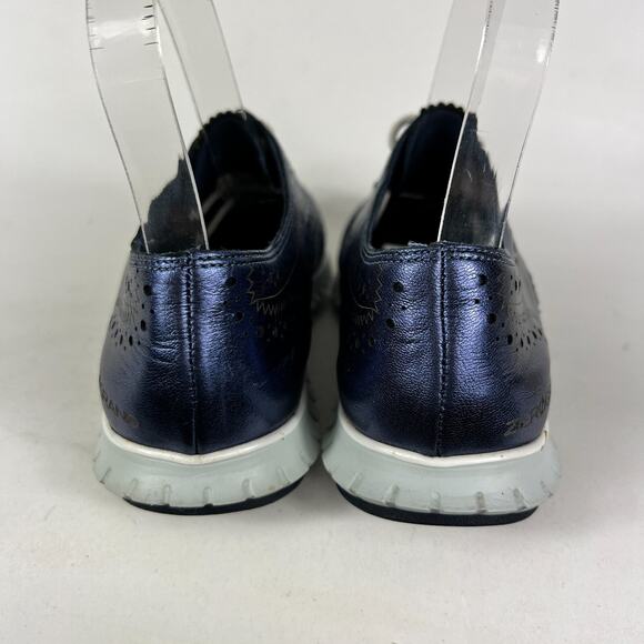 Cole Haan ZeroGrand Shoes Women's 7 Marine Blue Leather Comfort Wingtip Oxford - Picture 7 of 12